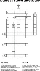 And Words In Bloom Crossword Puzzle Game Printable Activity Sheet vector