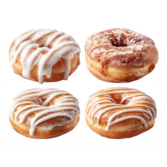 Fototapeta premium Glazed Donuts Top View Collection on Transparent Background