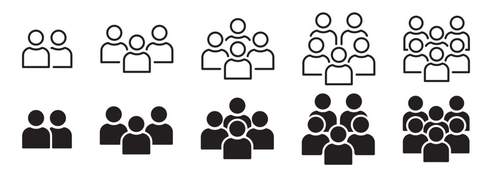 Set of people icon representing group size. Perfect can use in demographic, social media, and team concept
