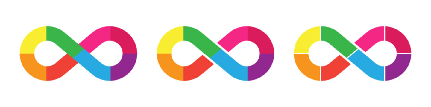 Colorful infinte loop chart. infographic templates with eight parts.