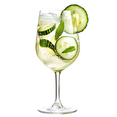Cucumber and Mint Infused Drink in a Wine Glass