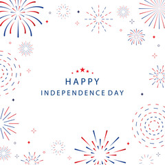 Obraz na płótnie Canvas 4th of July Independence Day background with firework party for square design
