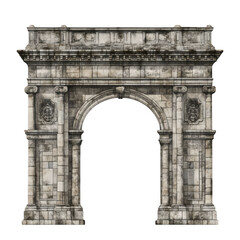 Obraz premium Triumphal arch isolated on white and transparent background.