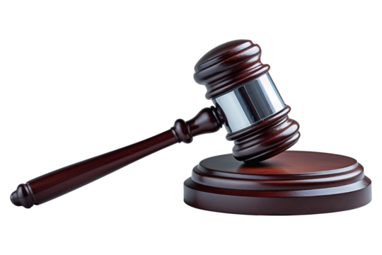  Wooden judge gavel isolated on white background