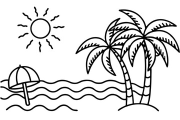 summer landscape sea sun palm