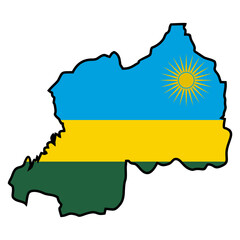 map of Rwanda Flag