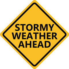 Stormy weather ahead signboard. Hurricane indication sign. Hurricane warning symbol. flat style.