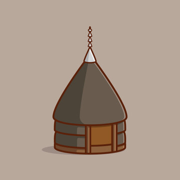 Simple Kanak Traditional House of New Caledonia cartoon vector illustration Collection of Traditional House concept icon isolated
