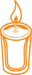 Candle Silhouette Line Art Vector Illustration On White Background