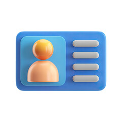3d rendering of id card profile user icon for business identification and personal information card 100
