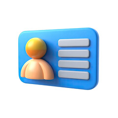 3d rendering of id card profile user icon for business identification and personal information card 100