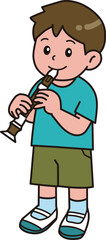 音楽の授業_リコーダー
This is an illustration of a child learning music. A child playing a recorder.