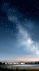 Fototapeta premium Seamless pattern of an elegant starry night illustration showing a cloudless sky and shimmering constellations in rich deep blue gradients