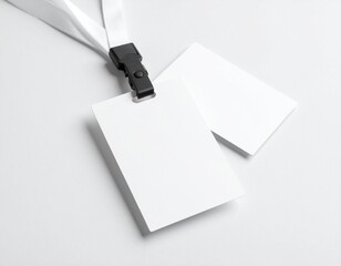 Close up presents a blank identification card with lanyard ideal for corporate event or access control mockup.