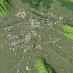 3D illustration of city and urban in Monterrey Mexico