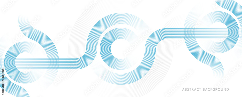 Poster abstract blue circle lines on white background. geometric stripe line art design. modern gradient li