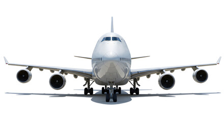 白い旅客機 強力なエンジン 晴れ渡る空を飛ぶ準備万端. AI Generated