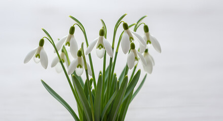 Fototapeta premium 清楚な白雪げし 柔らかな光浴びて 春の息吹感じます. AI Generated