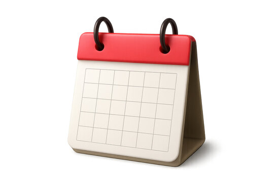 3d rendering of a blank desktop calendar showing an empty grid, ideal for scheduling and time management