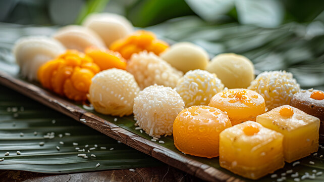 Traditional Bangladeshi Sweets on Banana Leaf