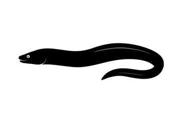 Fototapeta premium Sleek Black Eel Silhouette with Subtle Highlights on White Background