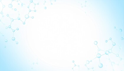 A collection of futuristic beauty science visuals featuring 3D molecules of skincare ingredients such as hyaluronic acid, collagen, and peptides. Includes atom structures and glowing particles.