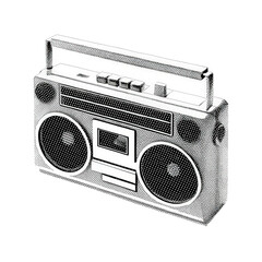Fototapeta premium Retro Boombox Audio Player Illustration, Cut Out