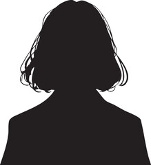 Black silhouette of a girl with short hair perfect for user avatars.