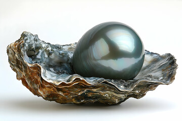 Black pearl in oyster shell