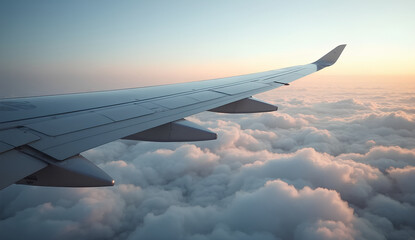 Obraz premium View from Airplane Window Over Clouds