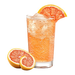 Refreshing Grapefruit Soda with Ice and Slices