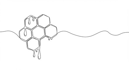 Fototapeta premium Honeycomb Drip Line Art Simple Food Illustration