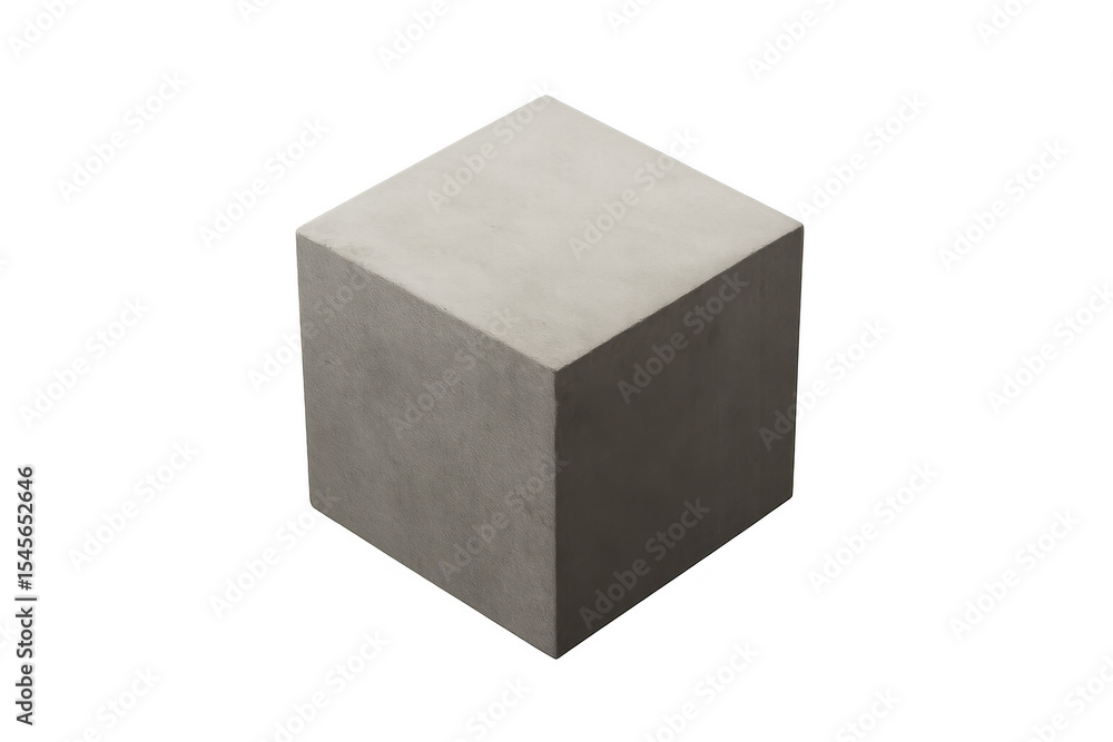 Poster gray concrete cube spinning, isolated backdrop highlighting geometric form for architectural renderi