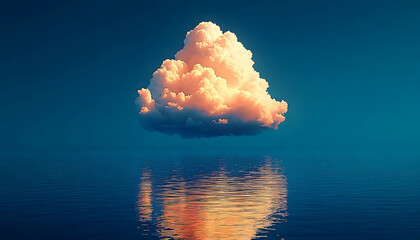 Floating cloud reflection on water