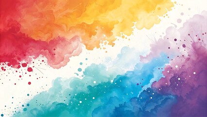 Obraz premium Vibrant Watercolor Rainbow Splashes Colorful Abstract Art Background