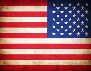 Naklejka premium Distressed American Flag Background, Patriotism, Vintage Texture