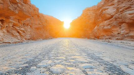 Desert canyon sunrise landscape