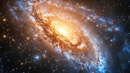 Majestic spiral galaxy in deep space with brilliant stars