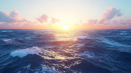 Ocean sunset waves horizon and colorful sky