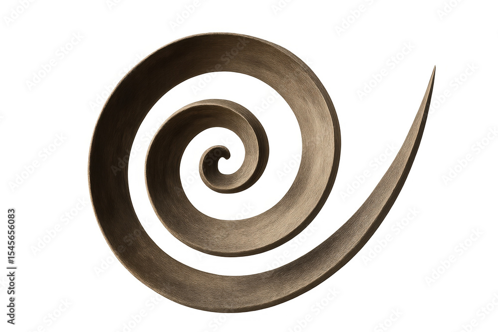 Poster mathematical spiral pattern derived from fibonacci sequence, crafted in wood, symbolizing natural ma