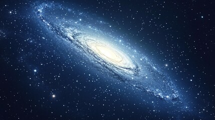 Spiral galaxy in deep space with bright stars