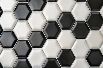 Fototapeta premium Black and white hexagonal tile pattern background