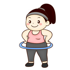 Obraz premium Cute chubby girl cartoon exercising