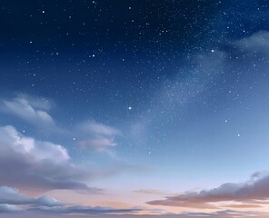 Naklejka premium Seamless pattern of an elegant starry night illustration showing a cloudless sky and shimmering constellations in rich deep blue gradients