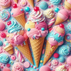 Ice Cream Dream Complexity High Style Playful Pastel pinks blues