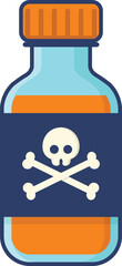 경고의 의미로 해골 표시가 부착된 위험한 약병의 일러스트