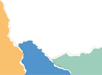 Paper tor, ripped pieces of colorful paper. Ripped paper strips. Vector illustration