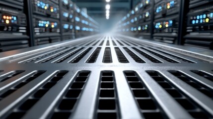 Close-Up of Raised Floor Air Vent in Data Center Environment