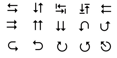 Black arrow icon set on white background