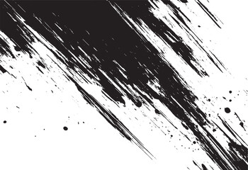 Black ink brush strokes, abstract art, white background, distressed overlay and grunge background